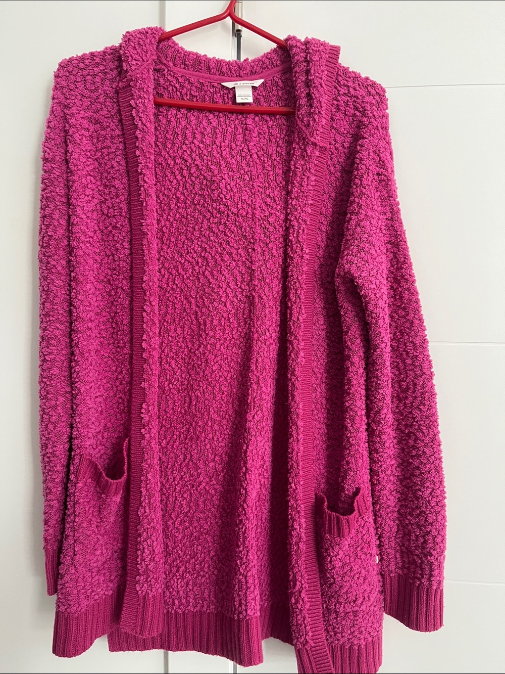 EUC Ripzone Cozy Open-Front Hooded Cardigan Sweater - Hot Pink